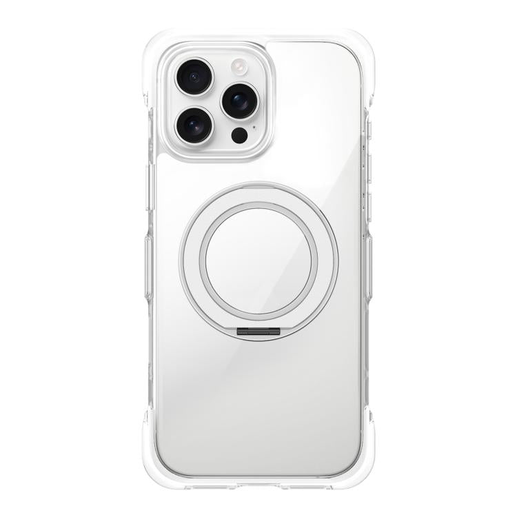 For iPhone 15 Pro Vacuum-Sealed Transparent Airbag Magnetic Rotation Holder Acrylic Phone Case