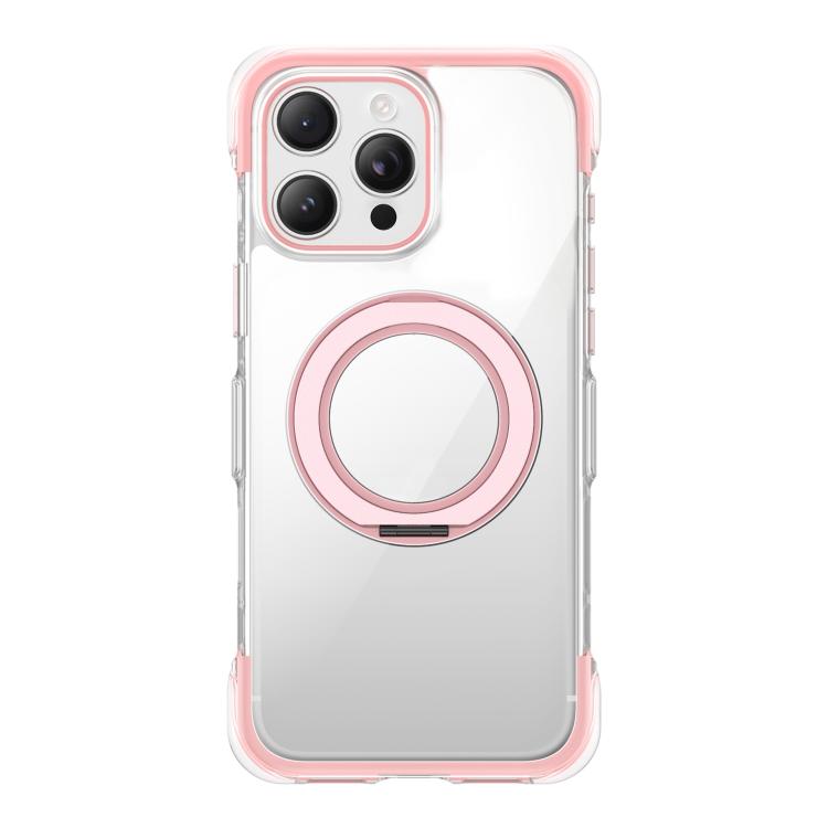 For iPhone 15 Pro Vacuum-Sealed Transparent Airbag Magnetic Rotation Holder Acrylic Phone Case