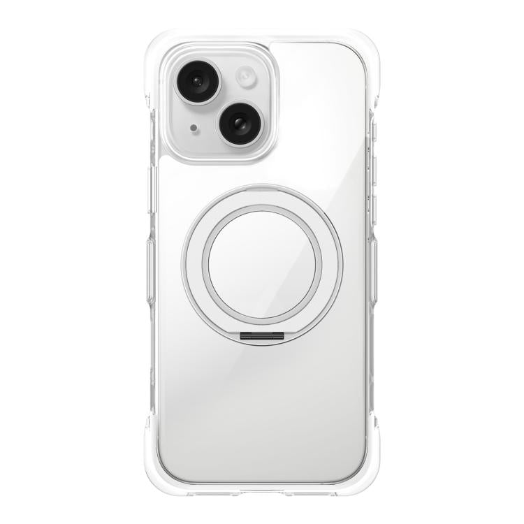 For iPhone 15 Vacuum-Sealed Transparent Airbag Magnetic Rotation Holder Acrylic Phone Case