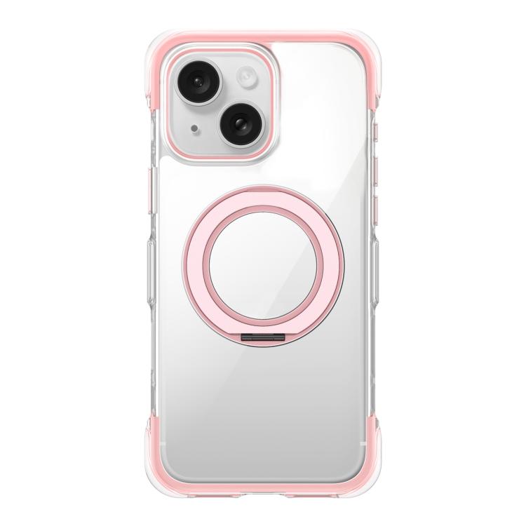 For iPhone 15 Vacuum-Sealed Transparent Airbag Magnetic Rotation Holder Acrylic Phone Case