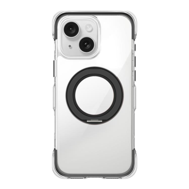 For iPhone 15 Vacuum-Sealed Transparent Airbag Magnetic Rotation Holder Acrylic Phone Case