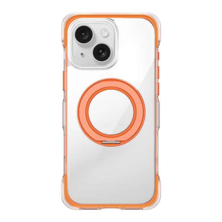 For iPhone 15 Vacuum-Sealed Transparent Airbag Magnetic Rotation Holder Acrylic Phone Case