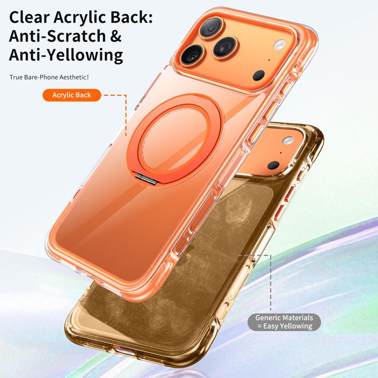 For iPhone 16 Pro Vacuum-Sealed Transparent Airbag Magnetic Rotation Holder Acrylic Phone Case