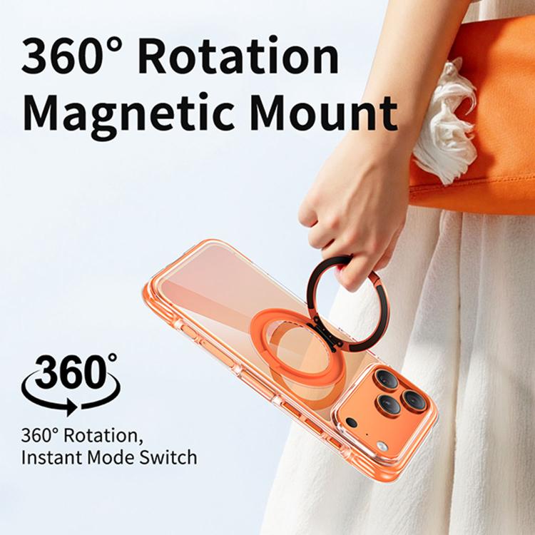 For iPhone 15 Vacuum-Sealed Transparent Airbag Magnetic Rotation Holder Acrylic Phone Case