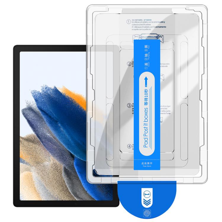For Samsung Galaxy Tab A8 Easy Install Box Dust-Free Curved Edge HD Tempered Glass Film