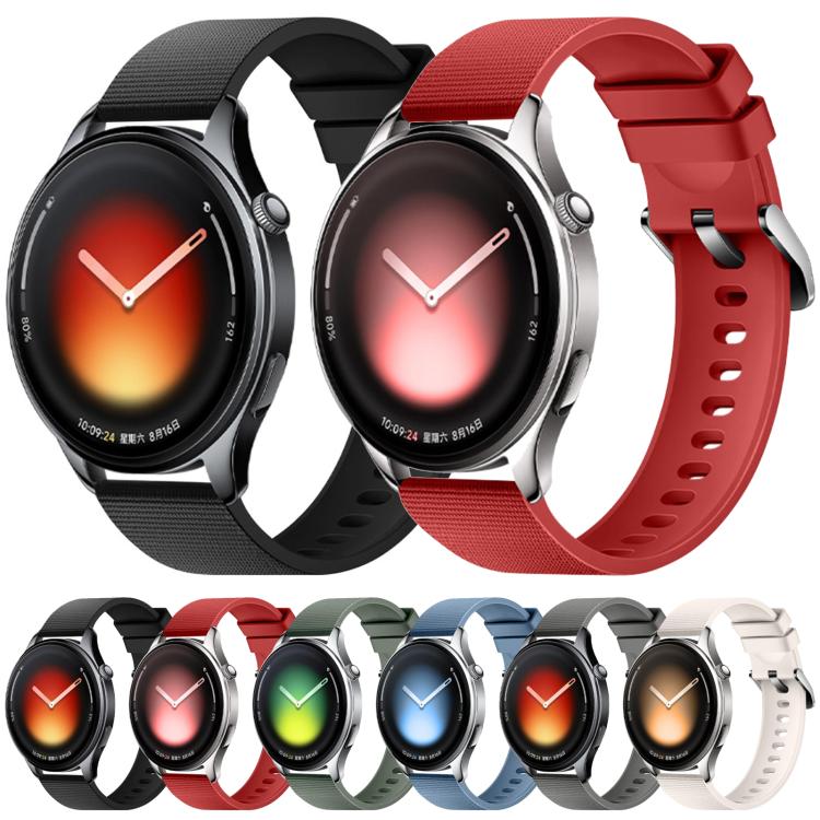 22mm Grain Textured Solid Color Silicone Watch Band