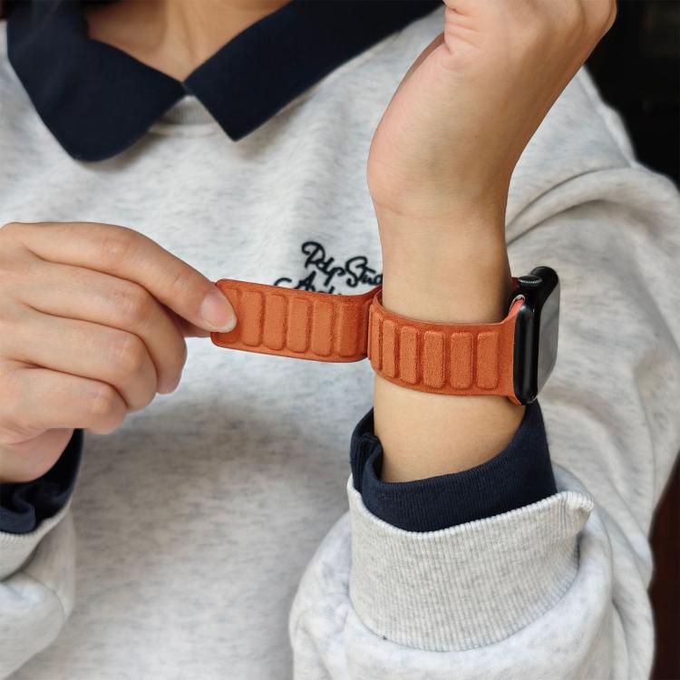 For Apple Watch 46mm / 49mm / 45mm / 44mm Square Magnetic Suede Watch Band