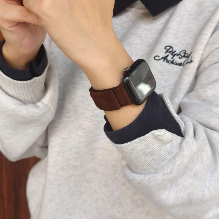 For Apple Watch 46mm / 49mm / 45mm / 44mm Square Magnetic Suede Watch Band