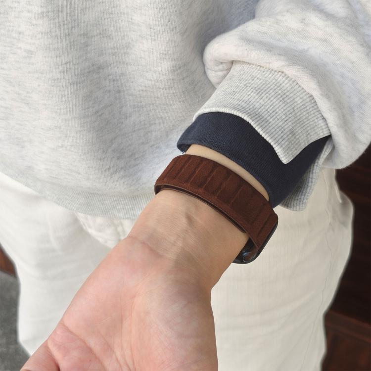 For Apple Watch 46mm / 49mm / 45mm / 44mm Square Magnetic Suede Watch Band