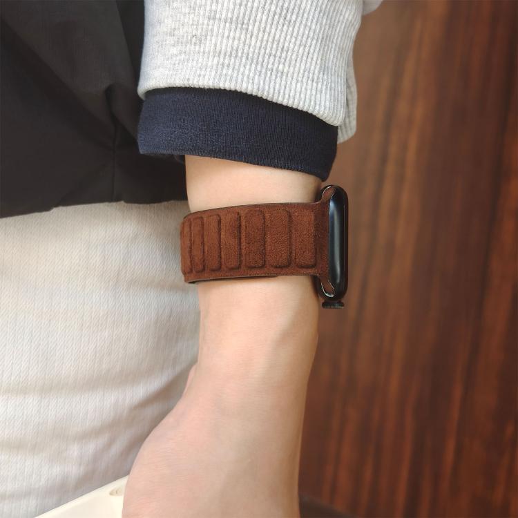 For Apple Watch 46mm / 49mm / 45mm / 44mm Square Magnetic Suede Watch Band