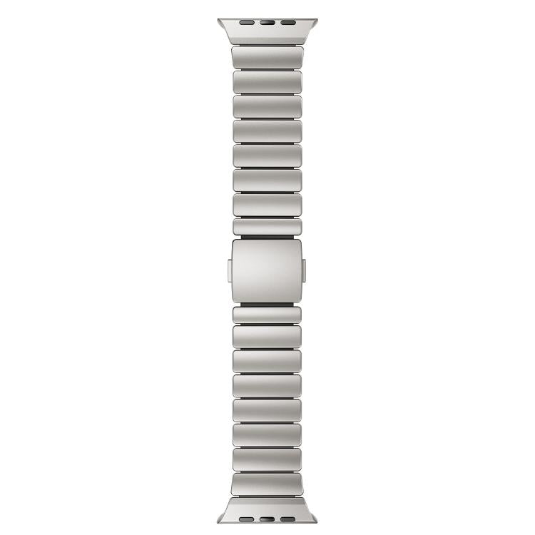 For Apple Watch 46mm / 49mm / 45mm / 44mm Magnetic Buckle Single-Bead Silicone Stainless Steel Watch Band