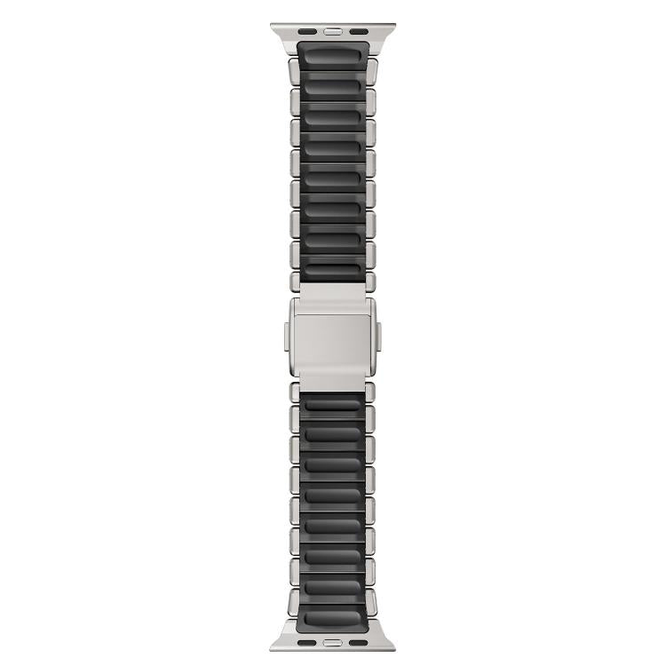 For Apple Watch 46mm / 49mm / 45mm / 44mm Magnetic Buckle Single-Bead Silicone Stainless Steel Watch Band