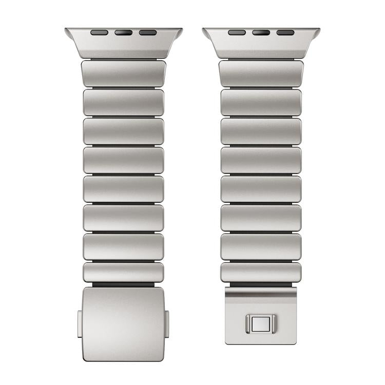 For Apple Watch 46mm / 49mm / 45mm / 44mm Magnetic Buckle Single-Bead Silicone Stainless Steel Watch Band