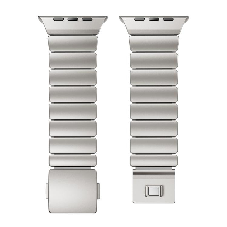 For Apple Watch 46mm / 49mm / 45mm / 44mm Magnetic Buckle Single-Bead Silicone Stainless Steel Watch Band