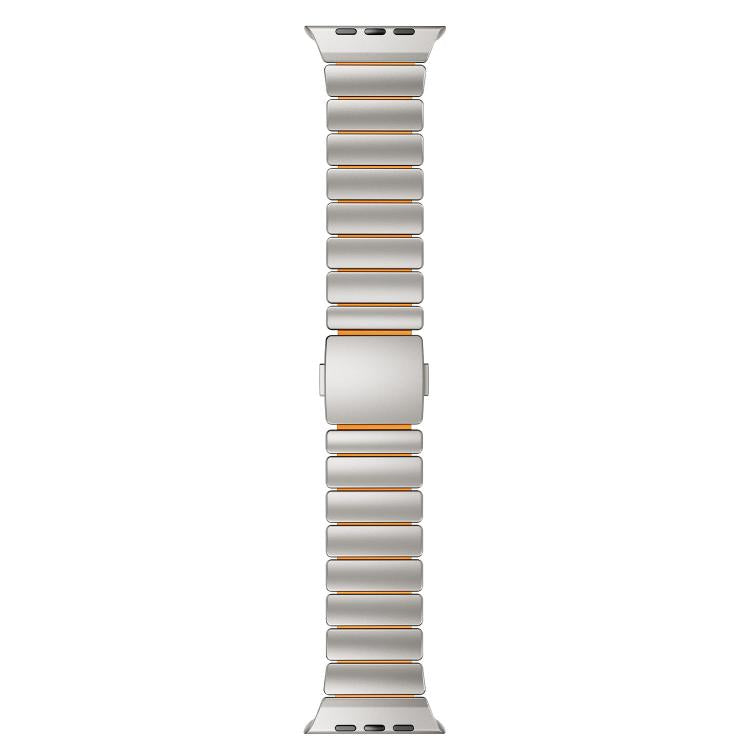 For Apple Watch 46mm / 49mm / 45mm / 44mm Magnetic Buckle Single-Bead Silicone Stainless Steel Watch Band