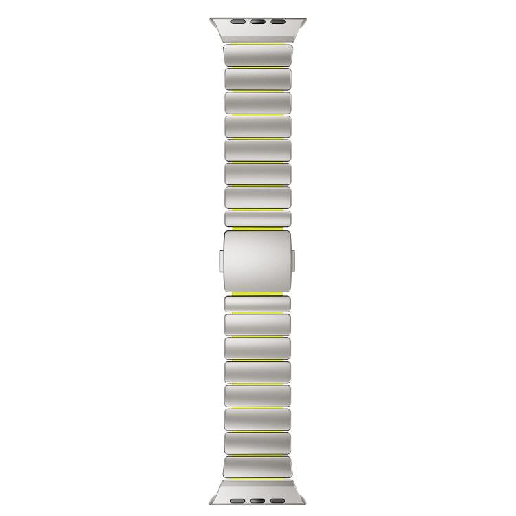 For Apple Watch 46mm / 49mm / 45mm / 44mm Magnetic Buckle Single-Bead Silicone Stainless Steel Watch Band