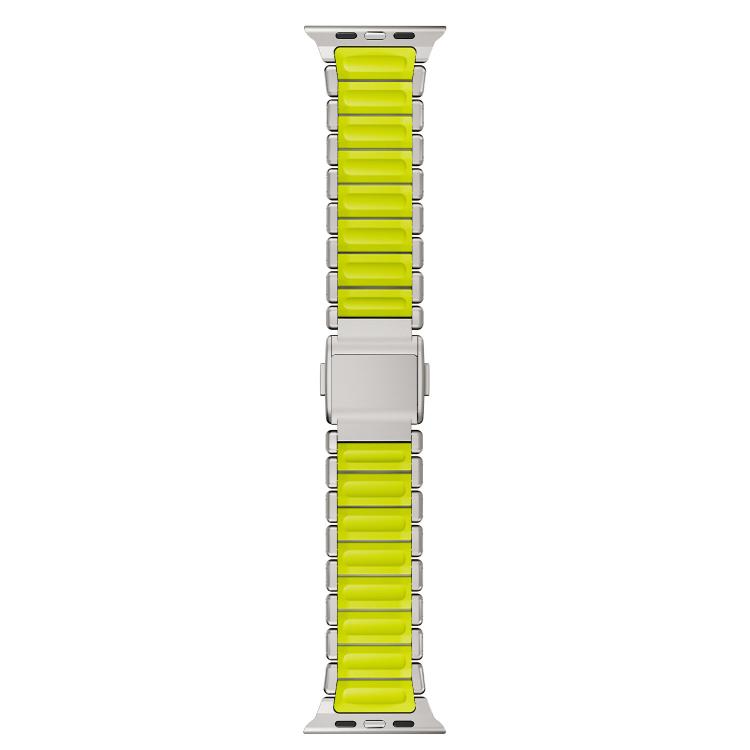 For Apple Watch 46mm / 49mm / 45mm / 44mm Magnetic Buckle Single-Bead Silicone Stainless Steel Watch Band
