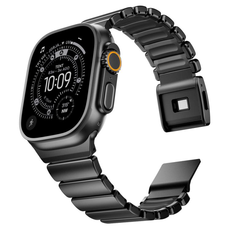 For Apple Watch 46mm / 49mm / 45mm / 44mm Magnetic Buckle Single-Bead Silicone Stainless Steel Watch Band