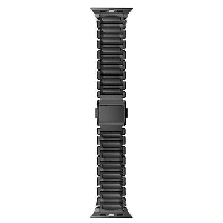 For Apple Watch 46mm / 49mm / 45mm / 44mm Magnetic Buckle Single-Bead Silicone Stainless Steel Watch Band