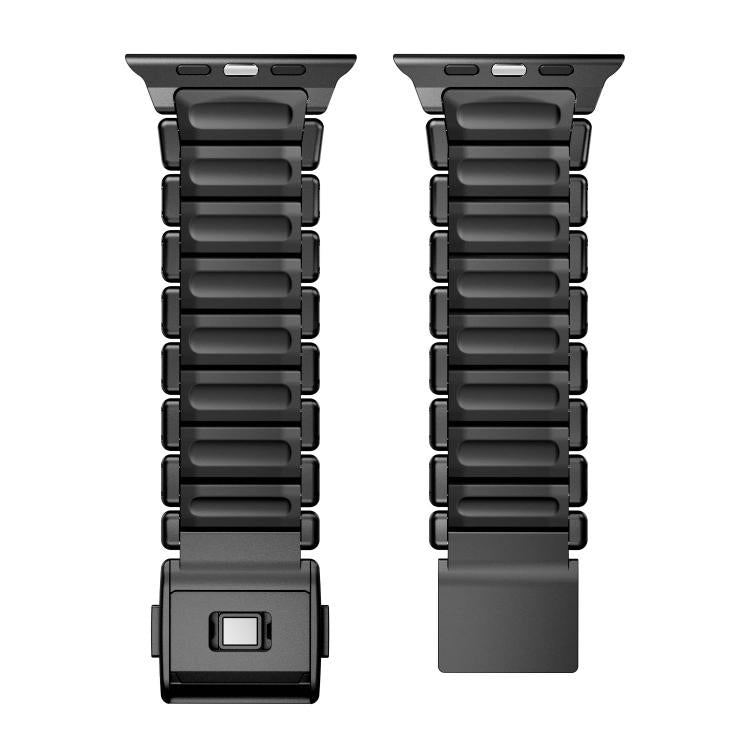 For Apple Watch 46mm / 49mm / 45mm / 44mm Magnetic Buckle Single-Bead Silicone Stainless Steel Watch Band