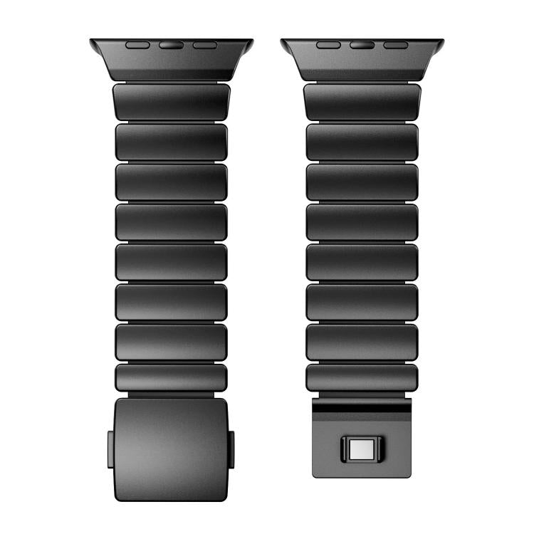 For Apple Watch 46mm / 49mm / 45mm / 44mm Magnetic Buckle Single-Bead Silicone Stainless Steel Watch Band