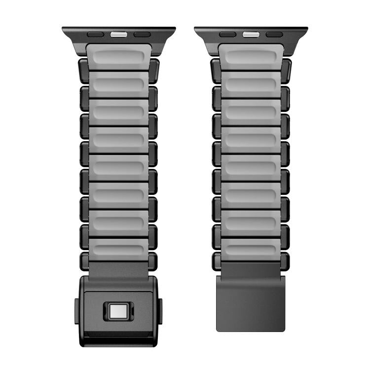 For Apple Watch 46mm / 49mm / 45mm / 44mm Magnetic Buckle Single-Bead Silicone Stainless Steel Watch Band