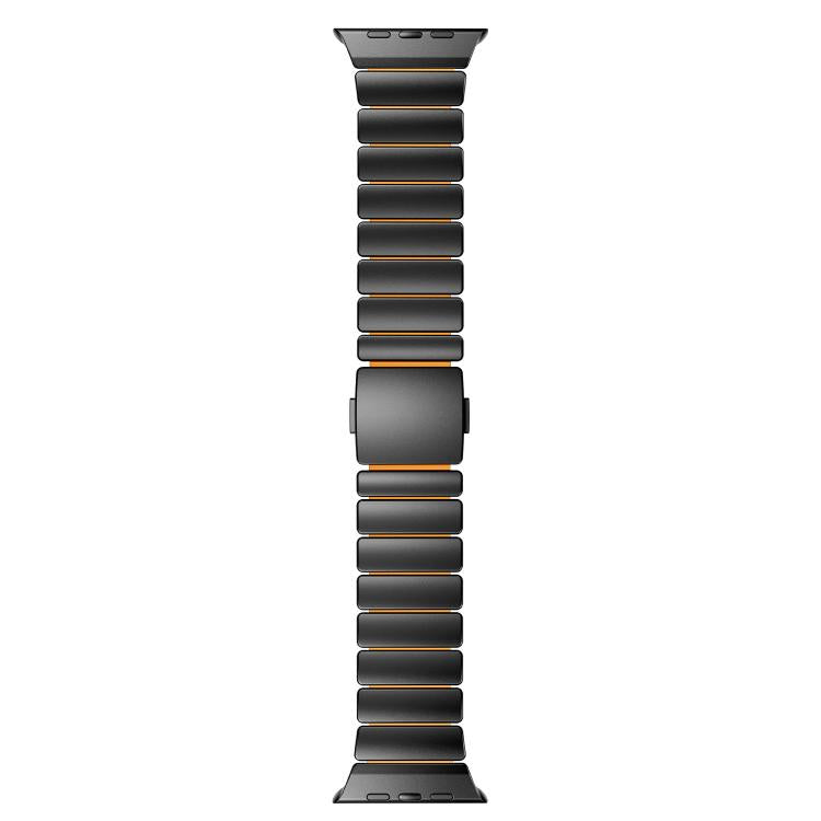 For Apple Watch 46mm / 49mm / 45mm / 44mm Magnetic Buckle Single-Bead Silicone Stainless Steel Watch Band