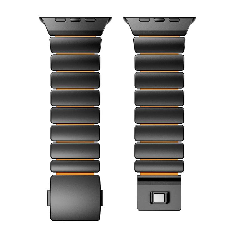 For Apple Watch 46mm / 49mm / 45mm / 44mm Magnetic Buckle Single-Bead Silicone Stainless Steel Watch Band