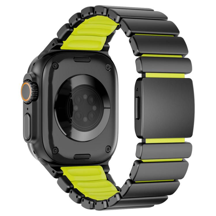 For Apple Watch 46mm / 49mm / 45mm / 44mm Magnetic Buckle Single-Bead Silicone Stainless Steel Watch Band