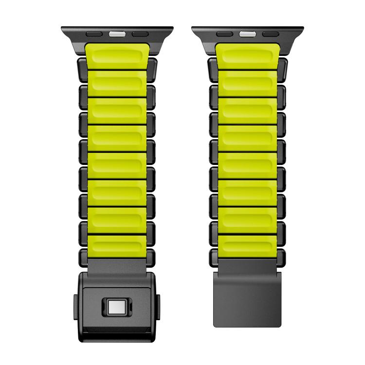 For Apple Watch 46mm / 49mm / 45mm / 44mm Magnetic Buckle Single-Bead Silicone Stainless Steel Watch Band