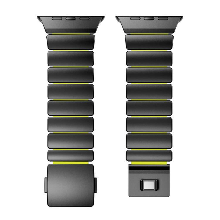 For Apple Watch 46mm / 49mm / 45mm / 44mm Magnetic Buckle Single-Bead Silicone Stainless Steel Watch Band