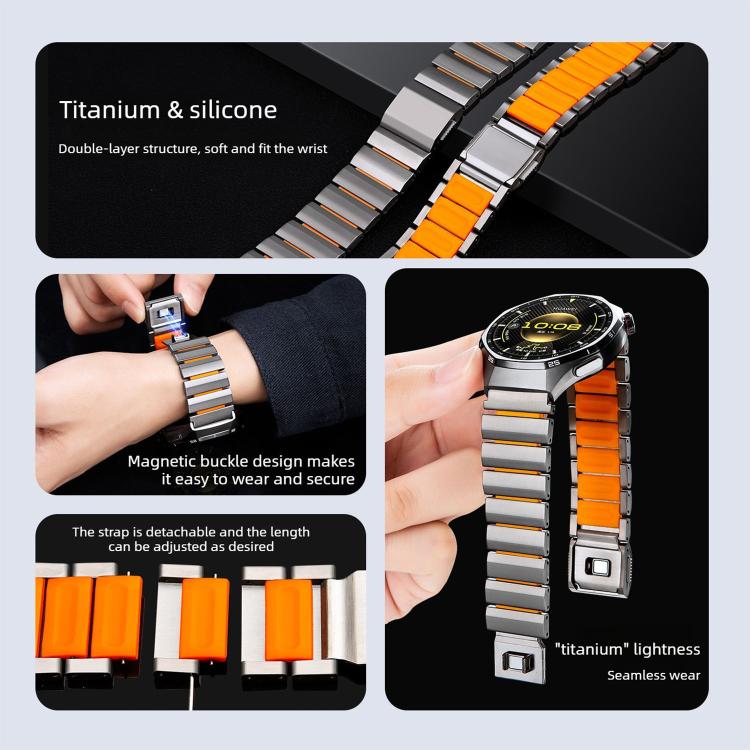 22mm Norman Magnetic Buckle Titanium Metal Silicone Watch Band