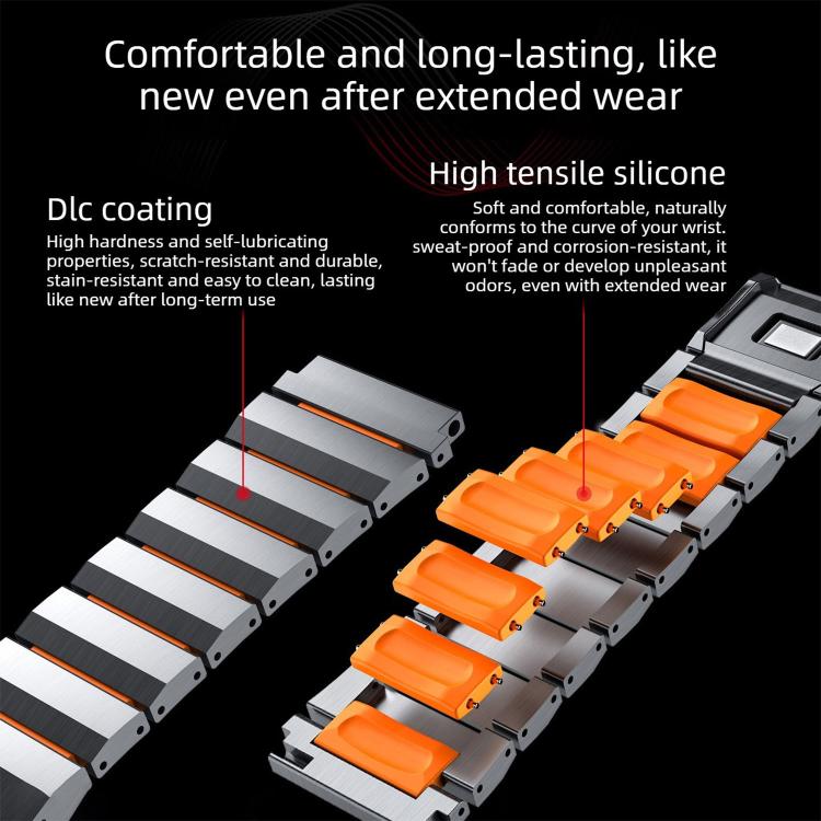 22mm Norman Magnetic Buckle Titanium Metal Silicone Watch Band