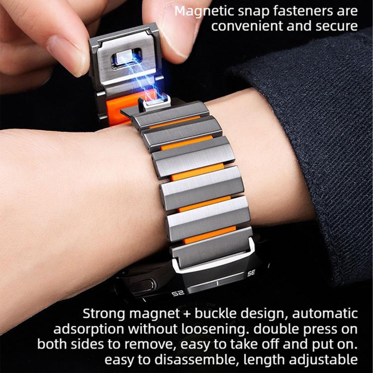 22mm Norman Magnetic Buckle Titanium Metal Silicone Watch Band