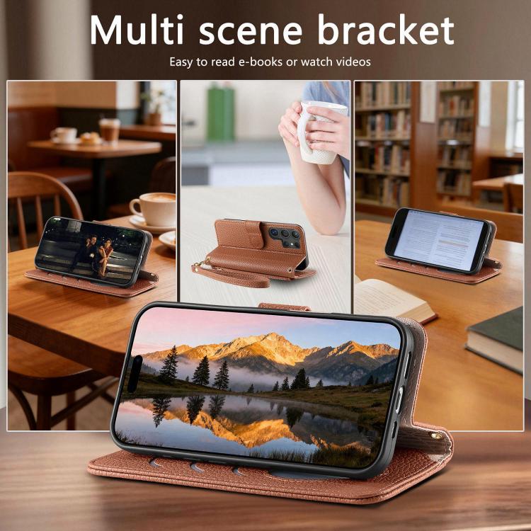 For Samsung Galaxy S25 Ultra 5G Fantasy Love Heart Zipper Wallet Vegan Leather Phone Case with Strap