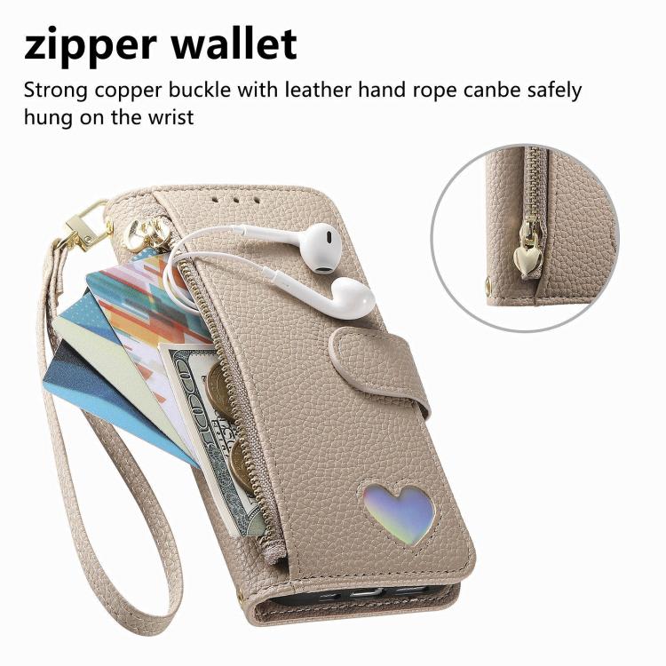 For Samsung Galaxy S25 Ultra 5G Fantasy Love Heart Zipper Wallet Vegan Leather Phone Case with Strap