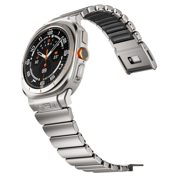 For Samsung Galaxy Watch Ultra 47mm / Ultra 2025 Magnetic Buckle Single-Bead Silicone Stainless Steel Watch Band