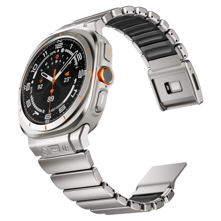 For Samsung Galaxy Watch Ultra 47mm / Ultra 2025 Magnetic Buckle Single-Bead Silicone Stainless Steel Watch Band