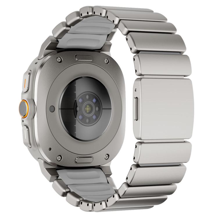 For Samsung Galaxy Watch Ultra 47mm / Ultra 2025 Magnetic Buckle Single-Bead Silicone Stainless Steel Watch Band