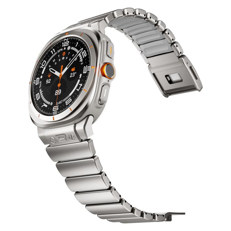 For Samsung Galaxy Watch Ultra 47mm / Ultra 2025 Magnetic Buckle Single-Bead Silicone Stainless Steel Watch Band