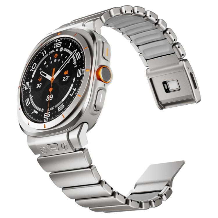 For Samsung Galaxy Watch Ultra 47mm / Ultra 2025 Magnetic Buckle Single-Bead Silicone Stainless Steel Watch Band