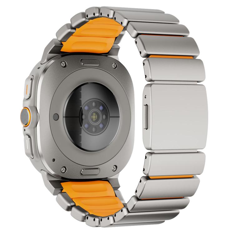 For Samsung Galaxy Watch Ultra 47mm / Ultra 2025 Magnetic Buckle Single-Bead Silicone Stainless Steel Watch Band