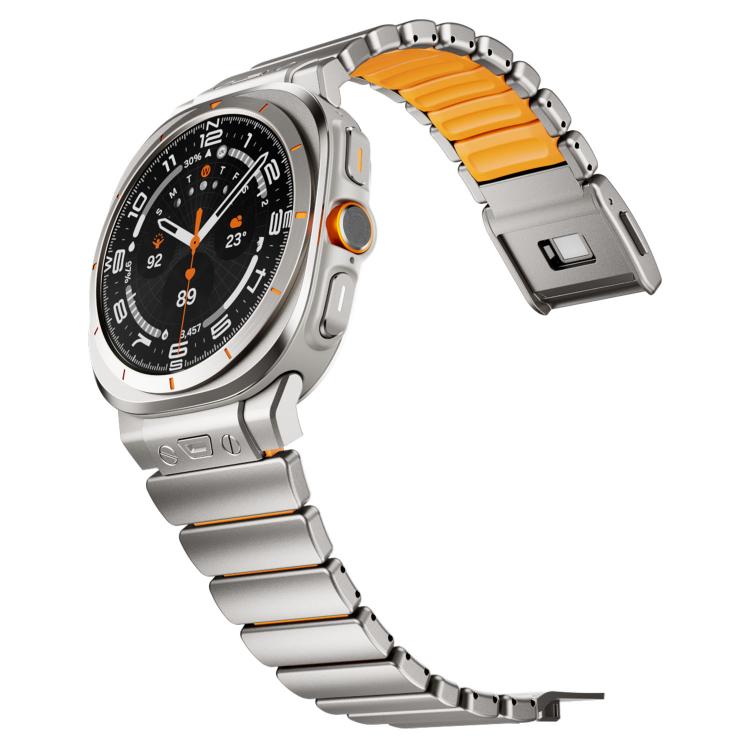 For Samsung Galaxy Watch Ultra 47mm / Ultra 2025 Magnetic Buckle Single-Bead Silicone Stainless Steel Watch Band