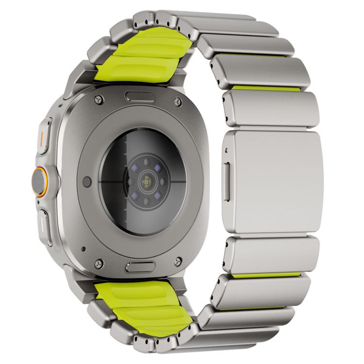 For Samsung Galaxy Watch Ultra 47mm / Ultra 2025 Magnetic Buckle Single-Bead Silicone Stainless Steel Watch Band