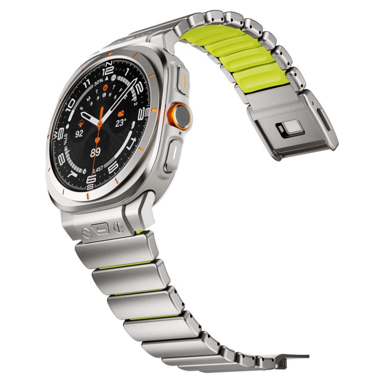 For Samsung Galaxy Watch Ultra 47mm / Ultra 2025 Magnetic Buckle Single-Bead Silicone Stainless Steel Watch Band