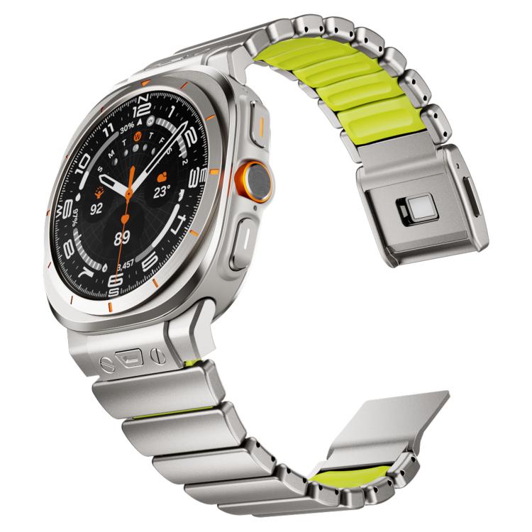 For Samsung Galaxy Watch Ultra 47mm / Ultra 2025 Magnetic Buckle Single-Bead Silicone Stainless Steel Watch Band