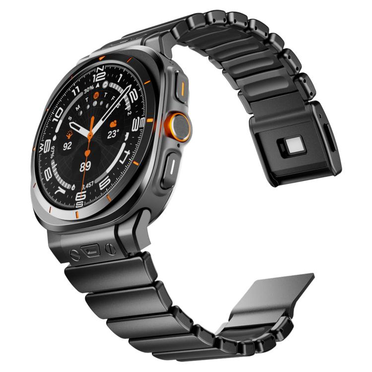 For Samsung Galaxy Watch Ultra 47mm / Ultra 2025 Magnetic Buckle Single-Bead Silicone Stainless Steel Watch Band