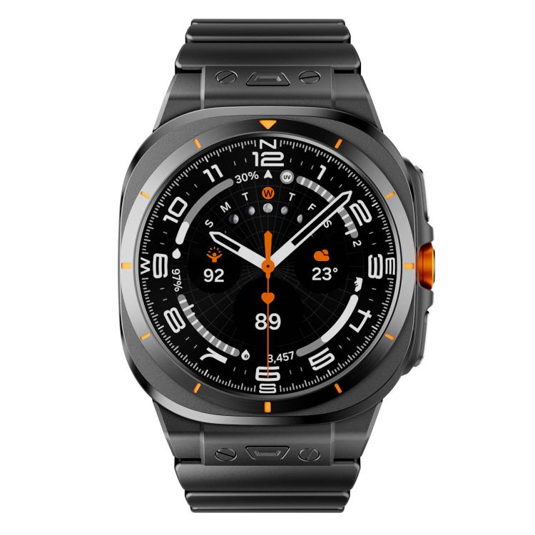 For Samsung Galaxy Watch Ultra 47mm / Ultra 2025 Magnetic Buckle Single-Bead Silicone Stainless Steel Watch Band