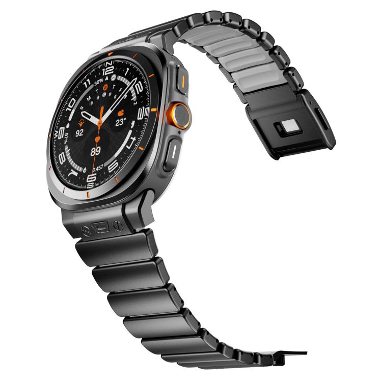 For Samsung Galaxy Watch Ultra 47mm / Ultra 2025 Magnetic Buckle Single-Bead Silicone Stainless Steel Watch Band