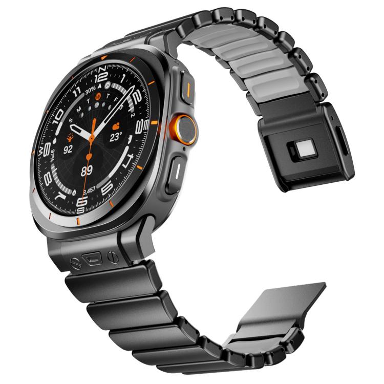For Samsung Galaxy Watch Ultra 47mm / Ultra 2025 Magnetic Buckle Single-Bead Silicone Stainless Steel Watch Band